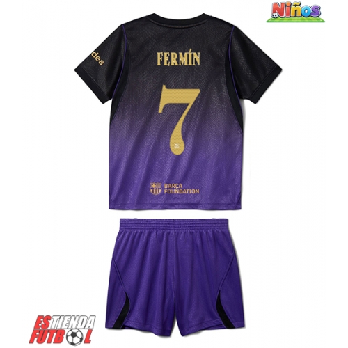 Barcelona Fermin Lopez #7 Segunda Equipación Niños 2026-27 Manga Corta (+ Pantalones cortos)